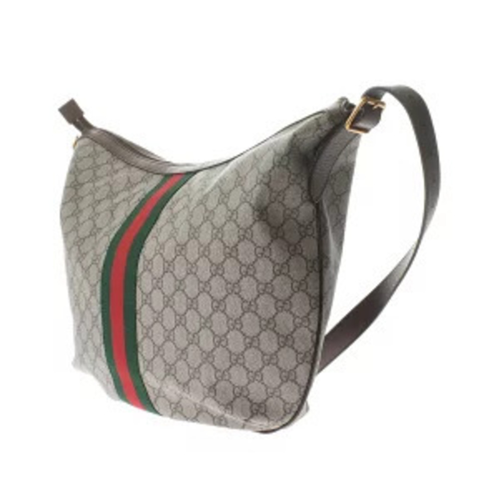 Gucci Ophidia Beige Ebony Brown GG Supreme Canvas Leather Shoulder Bag - Picture 2 of 9